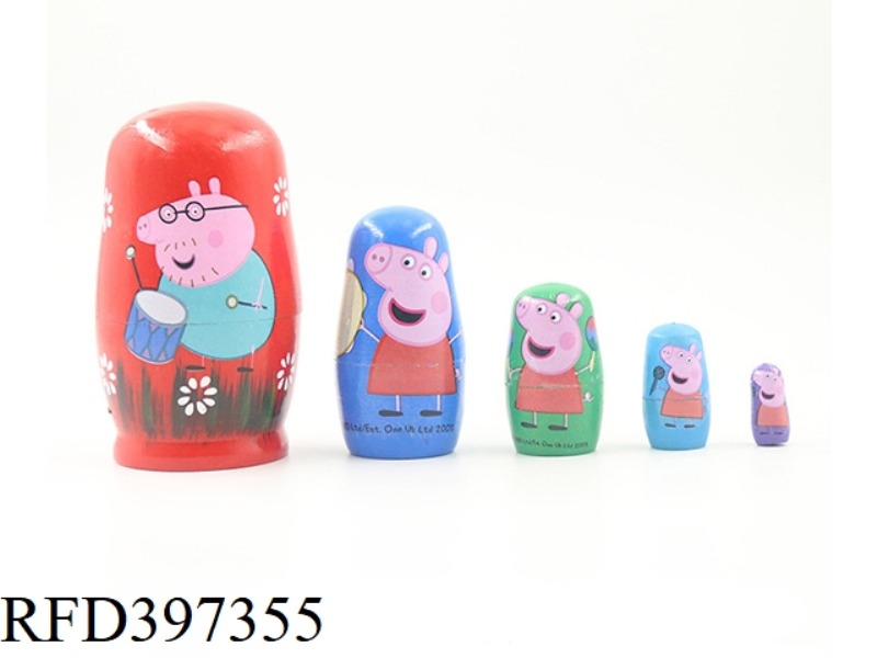 PEPPA PIG HAND-PAINTED FIVE-LAYER MATRYOSHKA