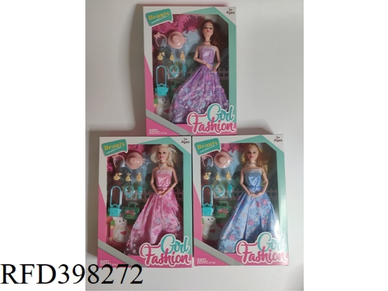 11 INCH 9 JOINT SOLID BODY BARBIE WITH BLISTER ACCESSORIES IN THREE COLORS MIXED