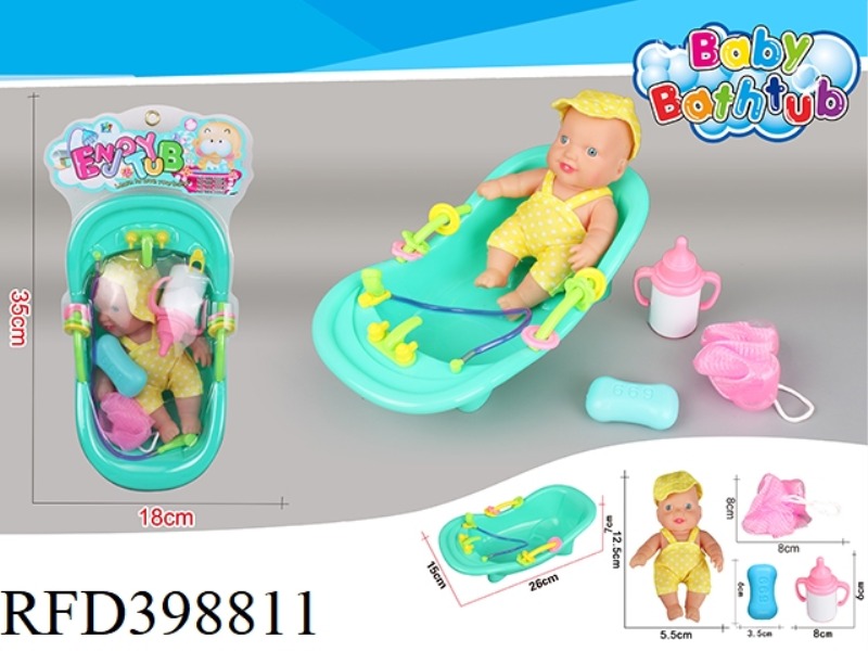 BATHTUB + (MEDIUM EMOJI DOLL) + SLING CLOTHES SET