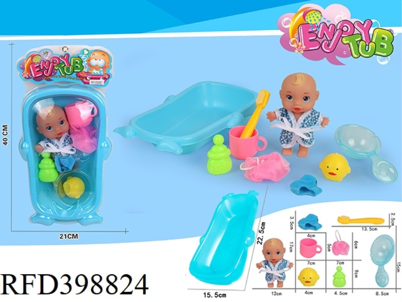 WHALE BATHTUB + VINYL 6.5 INCH BATHTUB WITH YELLOW HAIR DOLL