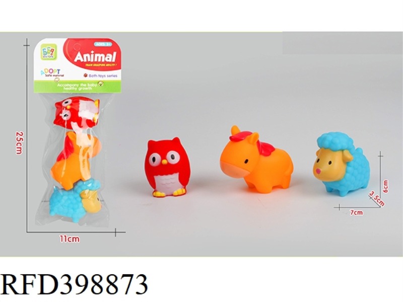 VINYL ANIMALS (3 OWLS, HORSES AND SHEEP)