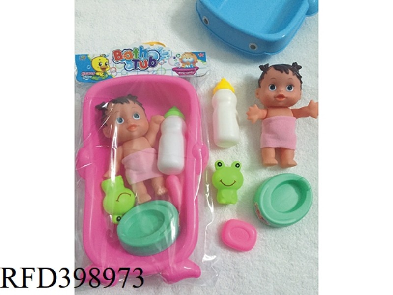 WHALE BATH + FEMALE DOLL SET (WEAR TOWELS)