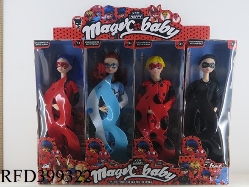11.5 INCH SOLID BODY BARBIE 12PCS (JOINT SINGLE WITH MASK) LADYBUG DOLL