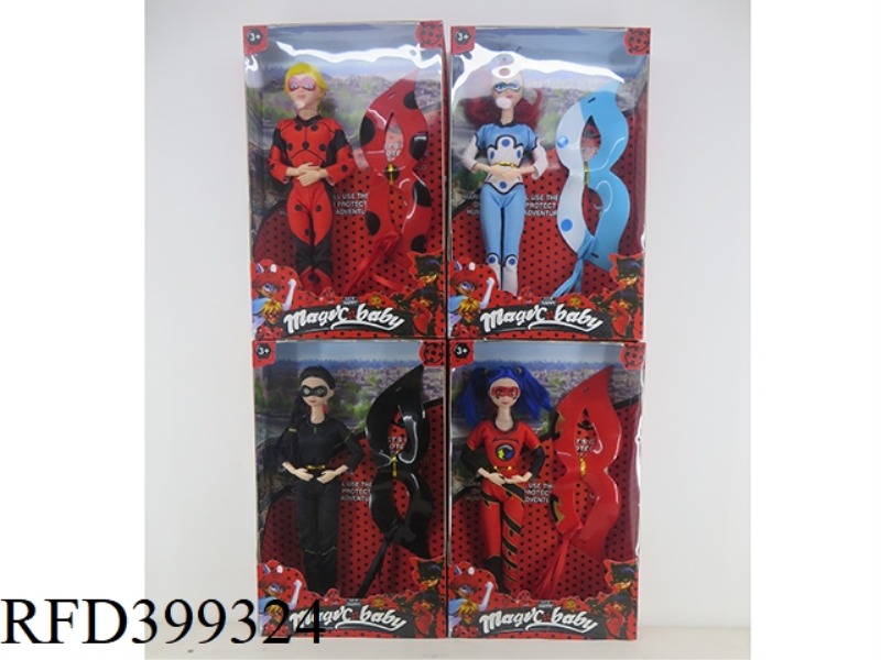 11.5 INCH SOLID BODY BARBIE (JOINT SINGLE OUTFIT WITH MASK) LADYBUG DOLL