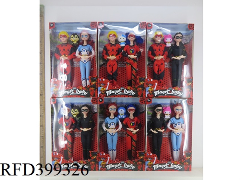 11.5 INCH SOLID BODY BARBIE (JOINT DOUBLE OUTFIT PLUS ANIMAL) LADYBUG DOLL