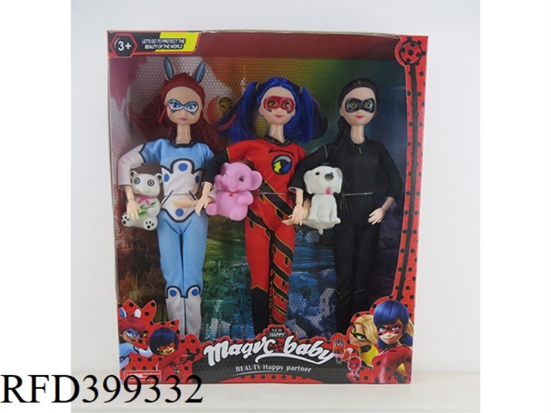 11.5-INCH SOLID BODY BARBIE (THREE-PERSON JOINT WITH ANIMALS) LADYBUG DOLL