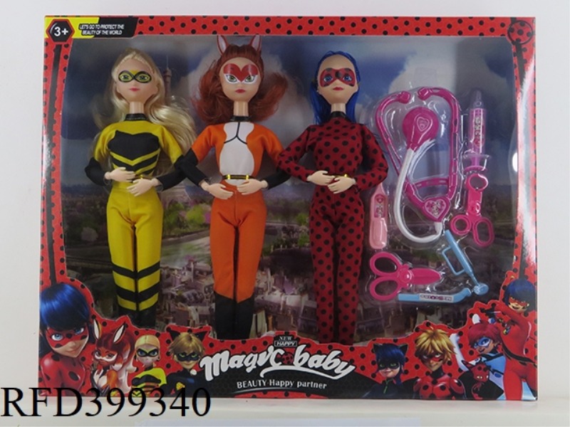 11.5-INCH SOLID BODY BARBIE (THREE-PERSON JOINT WITH MEDICAL EQUIPMENT) LADYBUG DOLL