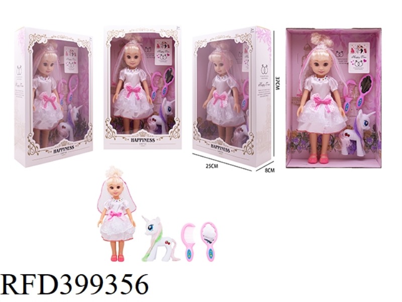 14 INCH VINYL HAND 3D EYE MUSIC IC WEDDING DRESS AMERICAN GIRL WITH VINYL ELF HORSE