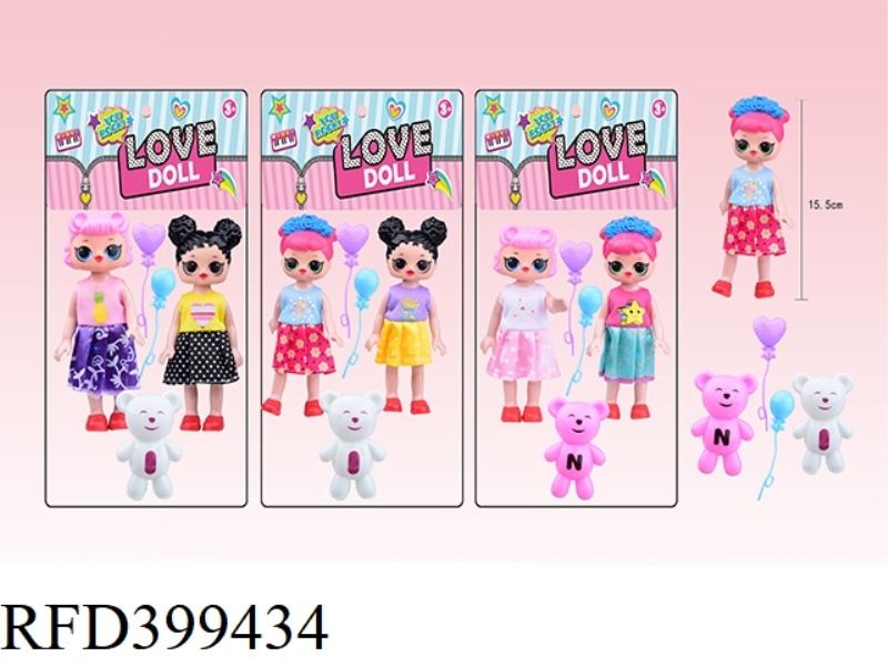 3 6-INCH SOLID BODY DOUBLE SURPRISE DOLLS MIXED