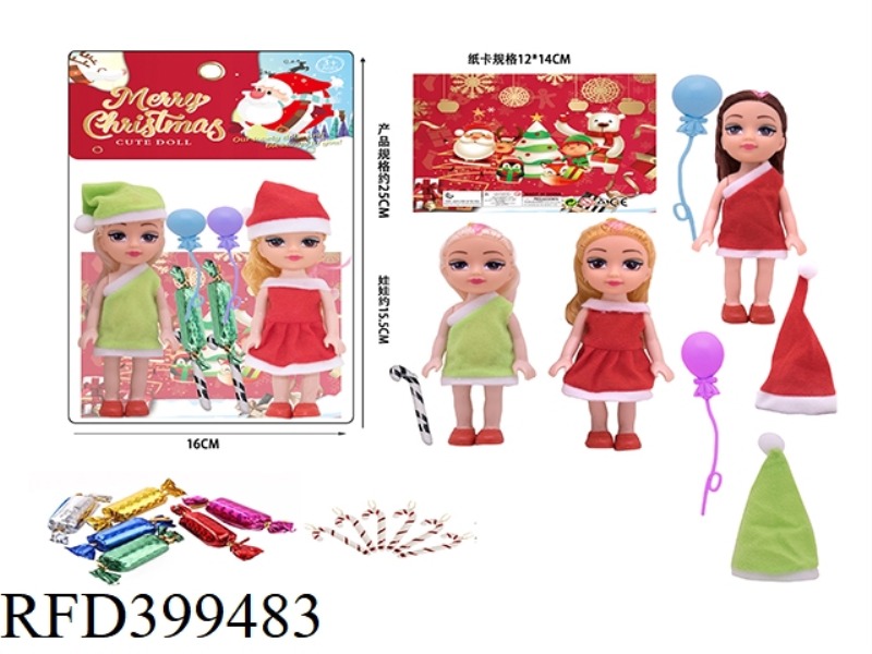 3 6-INCH SOLID BODY CHRISTMAS DOUBLE FAT BABY DOLLS MIXED