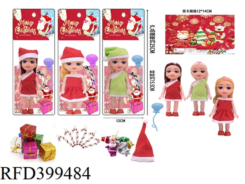3 6-INCH SOLID CHRISTMAS FAT BOY DOLLS ASSORTED