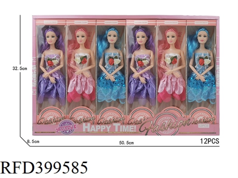11 INCH SOLID BODY NINE JOINT CALF BARBIE DOLL 12PCS
