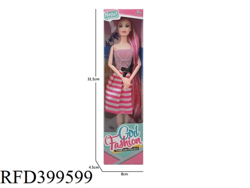 11 INCH SOLID BODY NINE-JOINT THIGH LONG HAIR (HAIR WITH SILVER WIRE) BARBIE DOLL SINGLE BOX