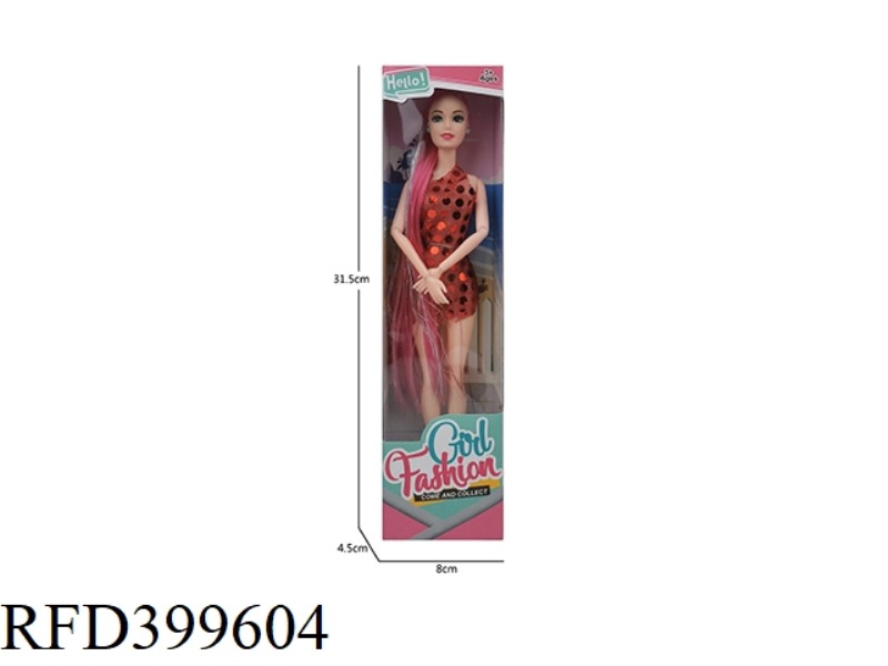 11 INCH SOLID BODY NINE-JOINT THIGH LONG HAIR (HAIR WITH SILVER WIRE) BARBIE DOLL SINGLE BOX