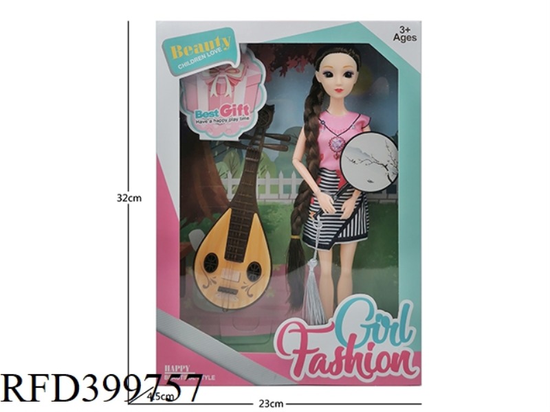 11 INCH SOLID BODY NINE JOINT THIGH LONG BRAID CLASSICAL 3D EYE BARBIE DOLL PLUS PIPA PLUS FAN