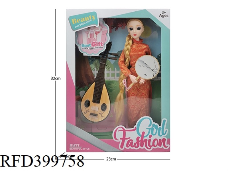 11 INCH SOLID BODY NINE JOINT CALF BRAID CLASSICAL 3D EYE CHEONGSAM BARBIE PLUS PIPA PLUS FAN