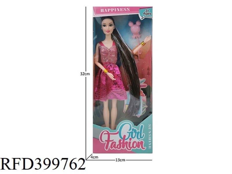 11 INCH SOLID BODY NINE-JOINT THIGH LONG HAIR (HAIR WITH SILVER WIRE) BARBIE DOLL WITH BALLOON