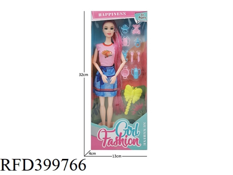 11 INCH SOLID BODY NINE-JOINT THIGH LONG HAIR (HAIR PLUS SILVER WIRE) BARBIE DOLL PLUS DINING TOOL B