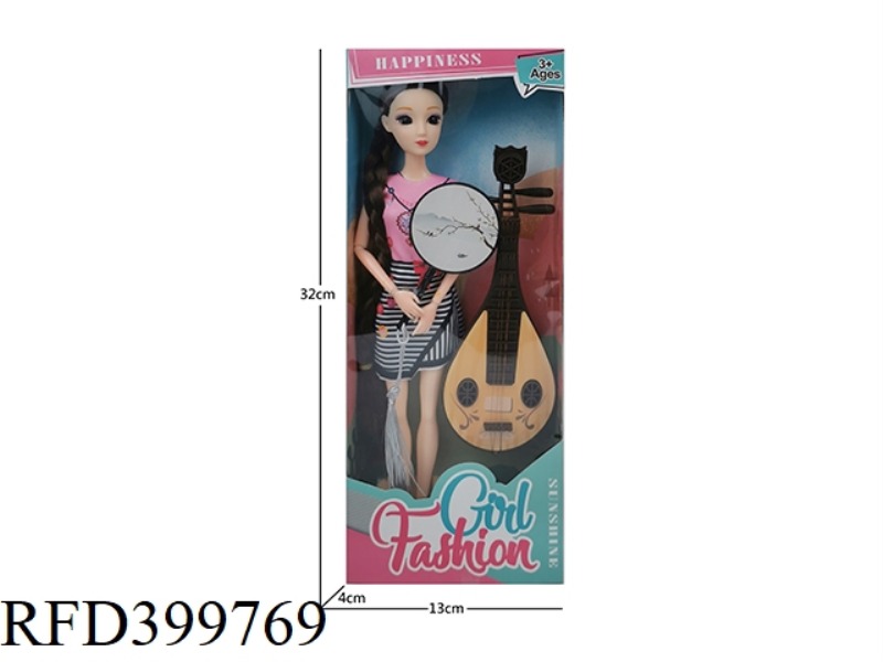 11 INCH SOLID BODY NINE JOINT THIGH LONG BRAID CLASSICAL 3D EYE BARBIE DOLL PLUS PIPA PLUS FAN
