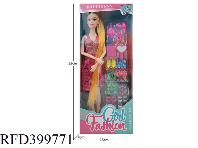 11 INCH SOLID BODY NINE-JOINT THIGH LONG HAIR (HAIR WITH SILVER WIRE) BARBIE DOLL WITH LONG LADDER B