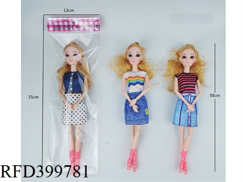 11 INCH SOLID BODY ELEVEN JOINT THIGH 3D EYE FASHION BARBIE DOLL SINGLE BAG