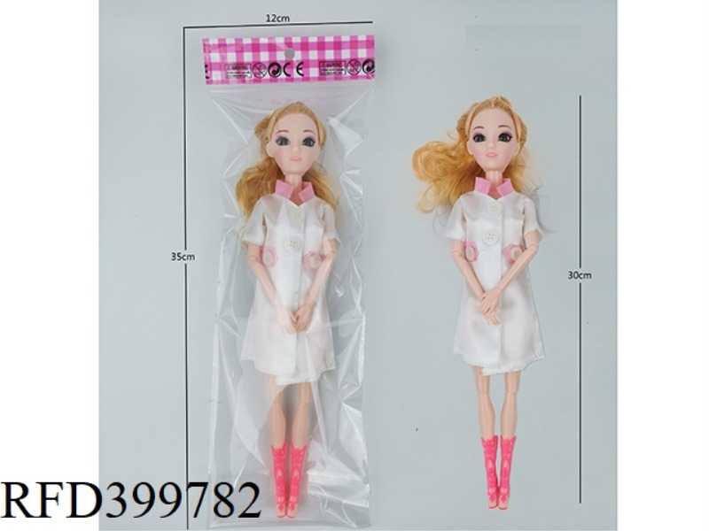 11 INCH SOLID BODY ELEVEN JOINT THIGH 3D EYE NURSE BARBIE DOLL SINGLE BAG