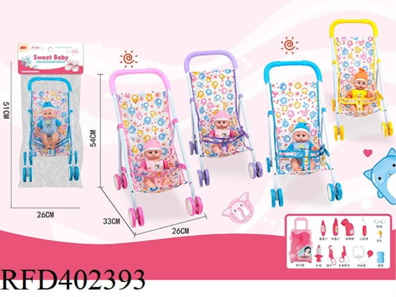 IRON CART + MALE BABY (10 INCHES) + TROLLEY CASE