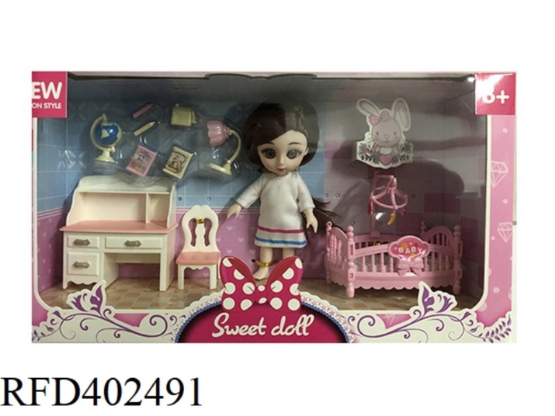 6 INCH SOLID BODY WITH 13 JOINTS 3D REAL EYEBALLS EXQUISITE LITTLE LOLI WITH TABLE, CHAIR, BED, TABL