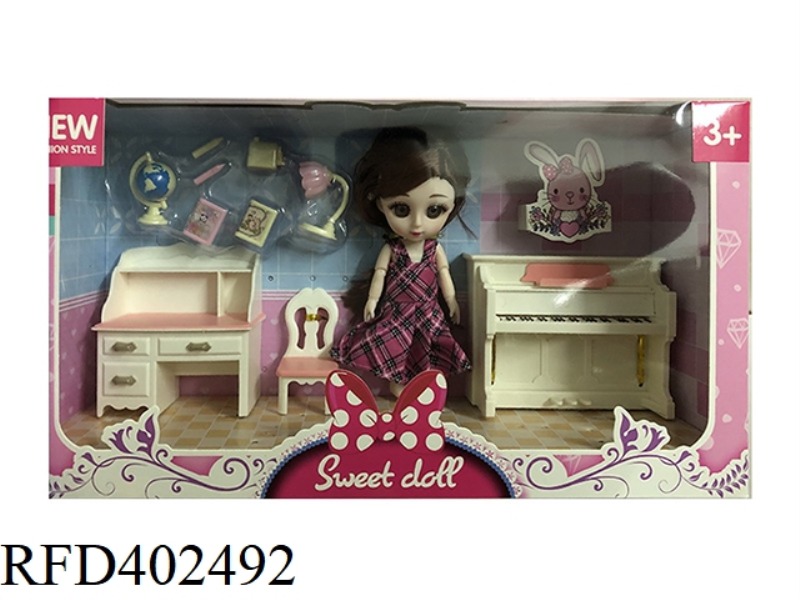 6 INCH SOLID BODY WITH 13 JOINTS 3D REAL EYEBALLS EXQUISITE LITTLE LOLI WITH TABLE, CHAIR, PIANO, TA