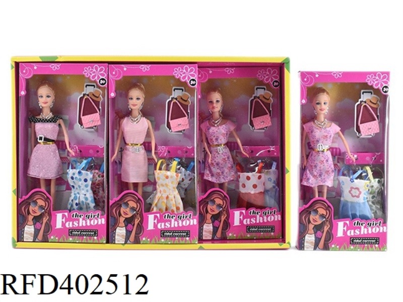 11.5-INCH REAL-LIFE FASHION SHORT SKIRT BARBIE WITH EARRINGS, NECKLACES, HANDBAGS, CLOTHES HANGING A