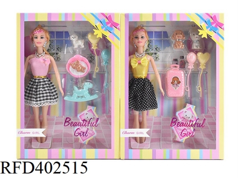 11.5-INCH REAL-LIFE FASHION SHORT SKIRT BARBIE WITH EARRINGS, NECKLACES, BALLOON BLISTER ACCESSORIES