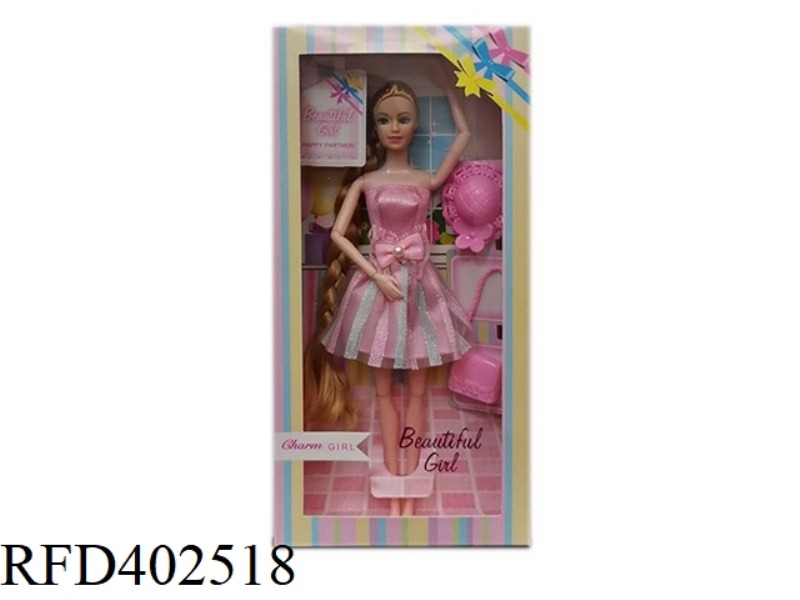 11.5-INCH SOLID BODY 11-JOINT FASHION SHORT SKIRT BARBIE WITH HAT AND HANDBAG ACCESSORIES