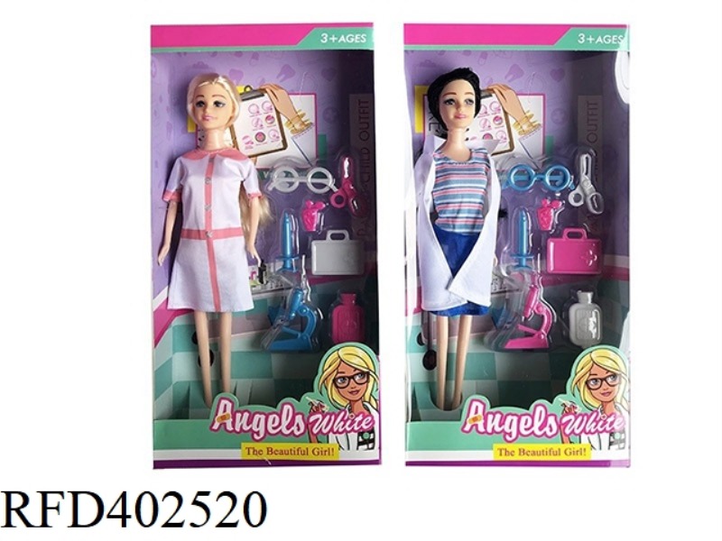 11.5 INCH REAL BODY NURSE THEME BARBIE WITH MEDICAL EQUIPMENT AND BLISTER ACCESSORIES 2 TYPES ASSORT