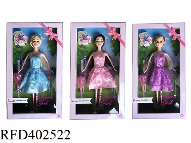 11.5-INCH SOLID LIVING HAND FASHION SHORT SKIRT BARBIE WITH COMB ACCESSORIES 3 ASSORTED