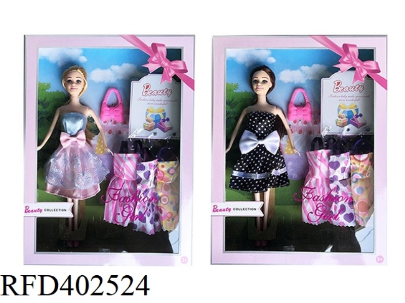 11.5-INCH REAL-LIFE FASHION SHORT SKIRT BARBIE WITH HANDBAG AND HANGING CLOTHES ACCESSORIES 2 TYPES