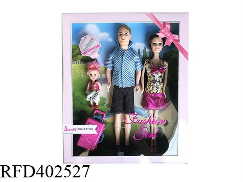 11.5-INCH REAL LIVING HAND, A FAMILY OF THREE FASHION BARBIE WITH LUGGAGE ACCESSORIES