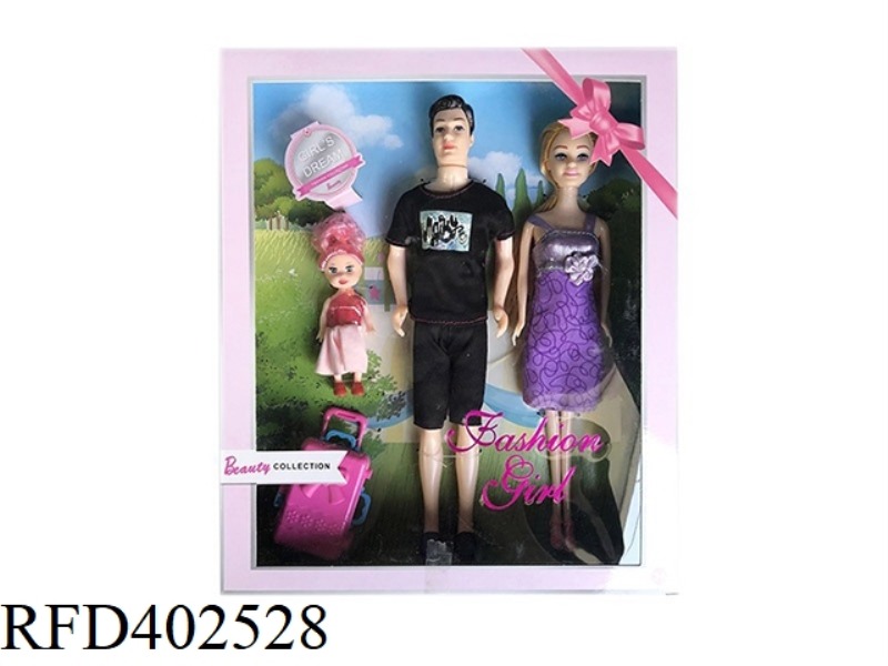 11.5-INCH REAL LIVING HAND, A FAMILY OF THREE FASHION BARBIE WITH LUGGAGE ACCESSORIES