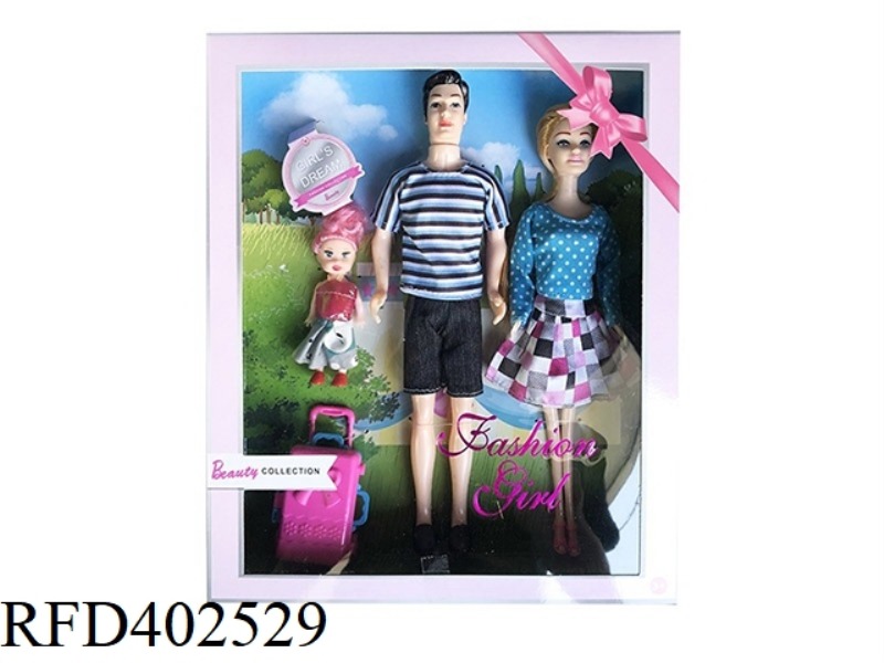 11.5-INCH REAL LIVING HAND, A FAMILY OF THREE FASHION BARBIE WITH LUGGAGE ACCESSORIES