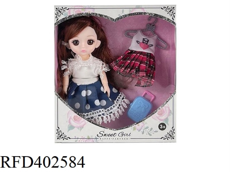 6-INCH 12-JOINT REAL BODY 3D REAL EYEBALL WEDDING DRESS YE LUOLI DOLL WITH CLOTHES AND SUITCASE ACCE
