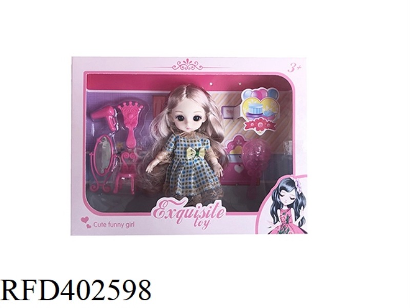 6-INCH 12-JOINT REAL BODY 3D REAL EYEBALL WEDDING DRESS YE LUOLI DOLL WITH COMB AND MIRROR BLISTER A