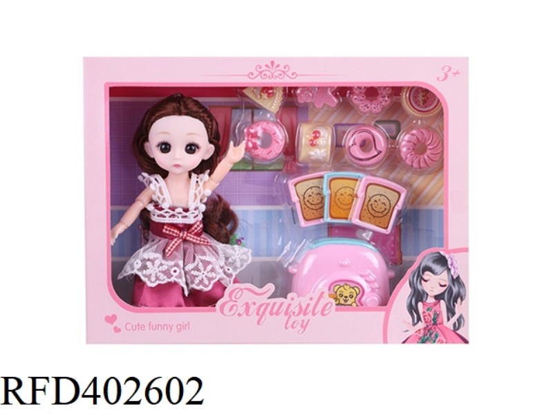 6-INCH 12-JOINT REAL BODY 3D REAL EYEBALL WEDDING DRESS YE LUOLI DOLL WITH BREAD MACHINE BLISTER ACC