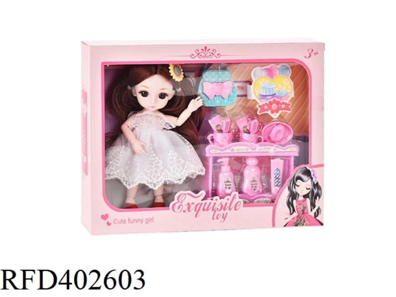 6 INCH 12 JOINT REAL BODY 3D REAL EYEBALL WEDDING DRESS YE LUOLI DOLL WITH SCHOOL BAG, TOOTHBRUSH BL