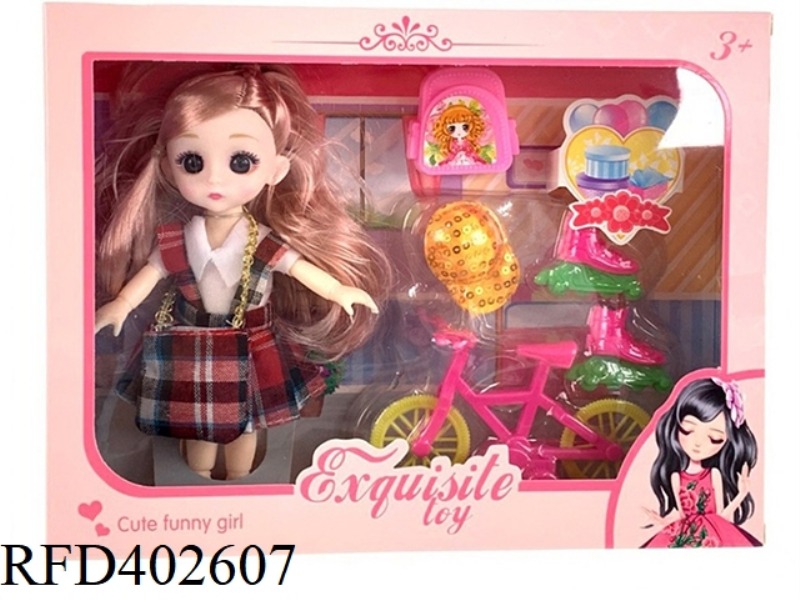 6-INCH 12-JOINT REAL BODY 3D REAL EYEBALL WEDDING DRESS YE LUOLI DOLL WITH BACKPACK, SCHOOL BAG, BIC