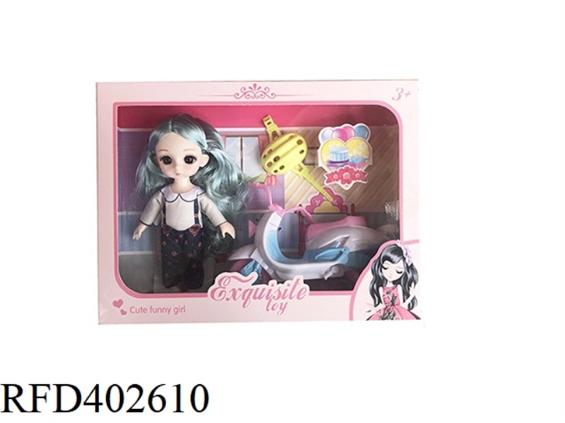 6-INCH 12-JOINT REAL BODY 3D REAL EYEBALL WEDDING DRESS YE LUOLI DOLL WITH MOTORCYCLE AND HELMET ACC