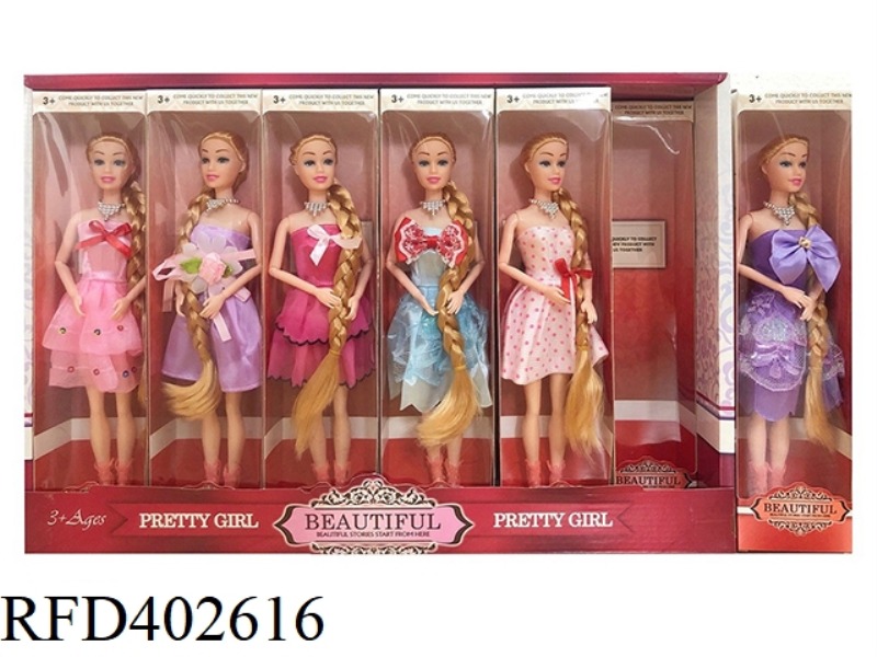 11.5-INCH SOLID BODY 9-JOINT FASHION SHORT SKIRT BARBIE WITH NECKLACE 12PCS