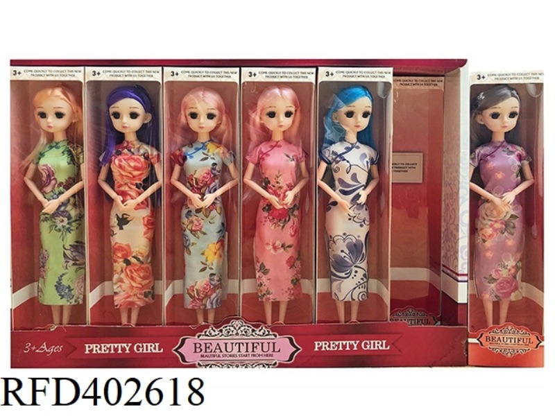 11.5 INCH SOLID BODY 9 JOINT CHEONGSAM DRESS BARBIE 12PCS