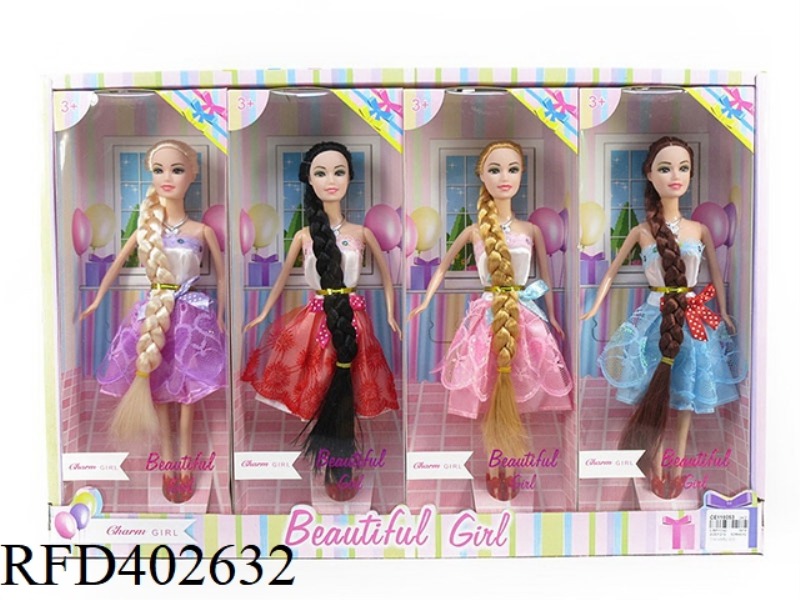 11.5-INCH REAL BODY, LONG HAIR, FASHION SKIRT, LONG HAIR, BARBIE 4PCS