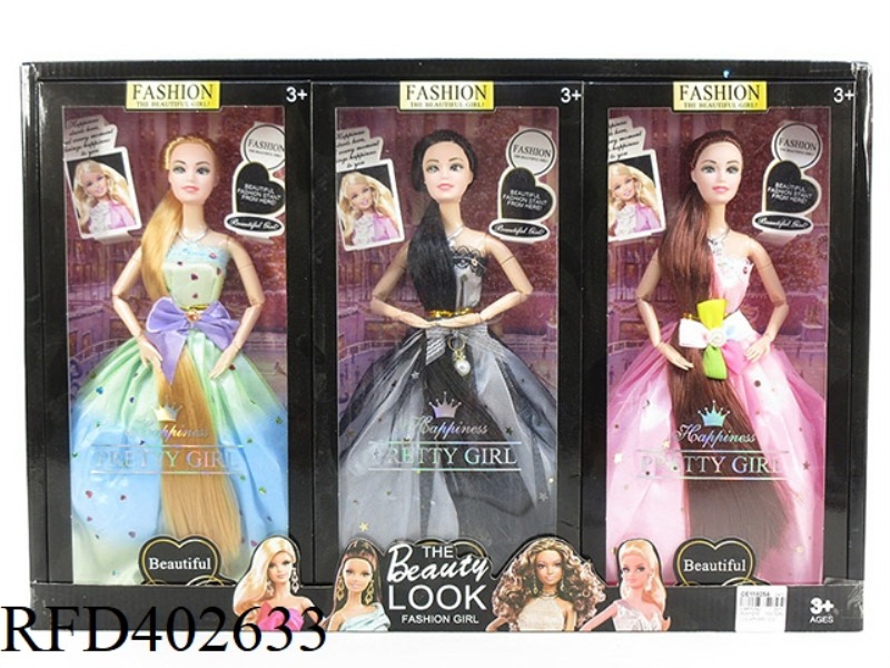 11.5-INCH SOLID BODY 9-JOINT FASHION DRESS BARBIE WITH NECKLACE 6PCS