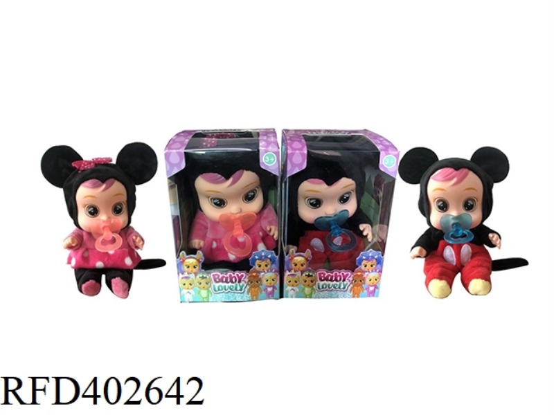 DISNEY MICKEY MINNIE 9-INCH VINYL CRYING DOLL WITH 4 SOUNDS OF MUSIC WITH PACIFIER DOLL WITH TEARING