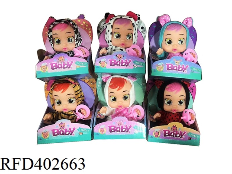 10-INCH VINYL CRYING DOLL CAN DRINK WATER AND REALLY SHED TEARS, WITH FOUR TONES OF MUSIC, AND 6 TYP